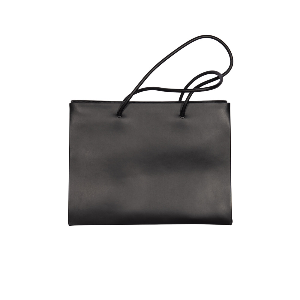 MOSCHINO Black Leather Logo Tote Bag Medium - Picture 2 of 8